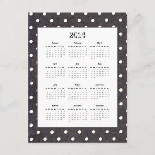 Polka Dot 2014 Kalender Postkarte (Vorderseite)