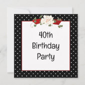 Polka Dot 40. Geburtstag Party Einladung (Vorderseite)
