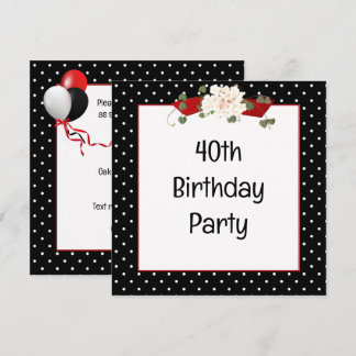 Polka Dot 40. Geburtstag Party Einladung