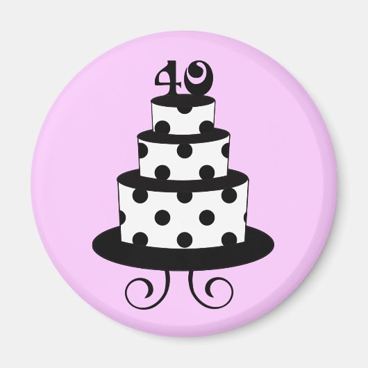 Polka Dot 40. Geburtstagskuchen Magnet (Vorne)