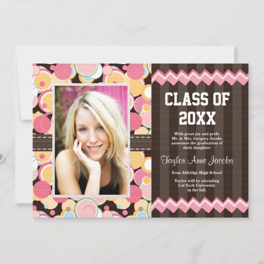 Polka Dot Abschluss Foto Ankündigung (Vorderseite)