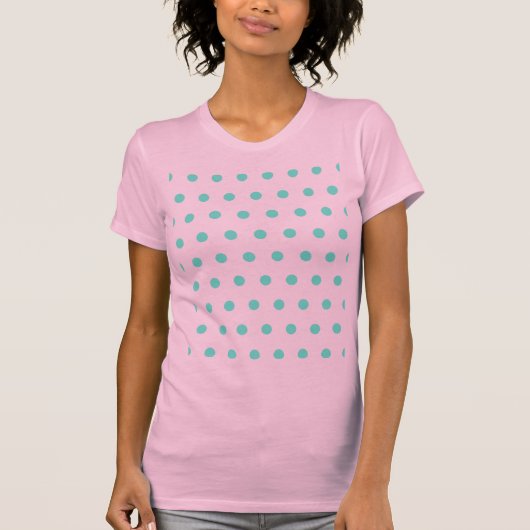 Polka Dot Adult's T - Shirt (Pink & Aqua) (Vorderseite)