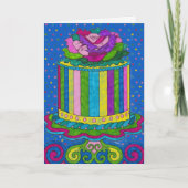 Polka Dot and Stripes Birthday Cake Card Karte (Vorderseite)