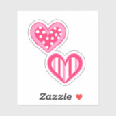Polka Dot and Stripes Hearts Aufkleber (Blatt)