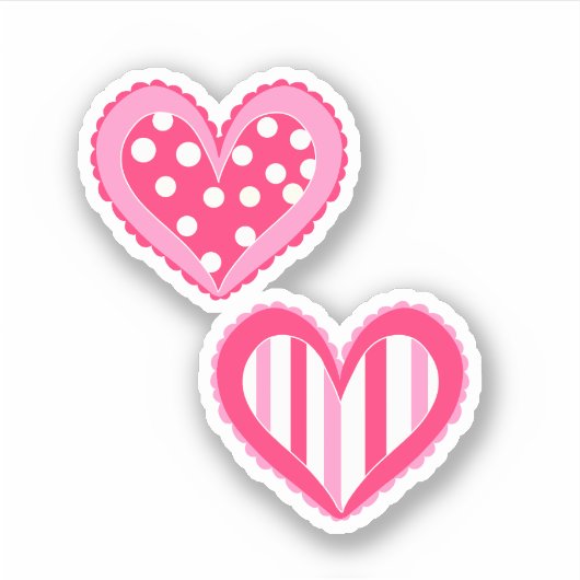 Polka Dot and Stripes Hearts Aufkleber (Vorderseite)