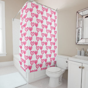 Polka Dot and Stripes Hearts Duschvorhang