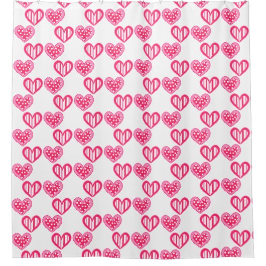 Polka Dot and Stripes Hearts Duschvorhang (Vorderseite)