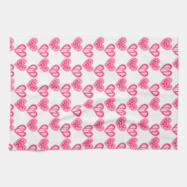 Polka Dot and Stripes Hearts Geschirrtuch