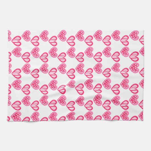 Polka Dot and Stripes Hearts Geschirrtuch (Horizontal)