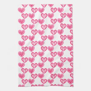 Polka Dot and Stripes Hearts Geschirrtuch