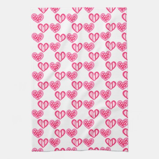 Polka Dot and Stripes Hearts Geschirrtuch (Vertikal)