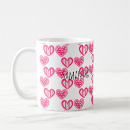 Polka Dot and Stripes Hearts Kaffeetasse