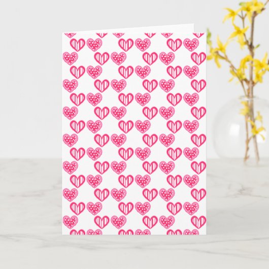 Polka Dot and Stripes Hearts Karte (Gelbe Blume)