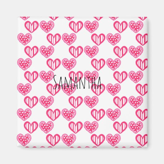 Polka Dot and Stripes Hearts Magnet (Vorne)