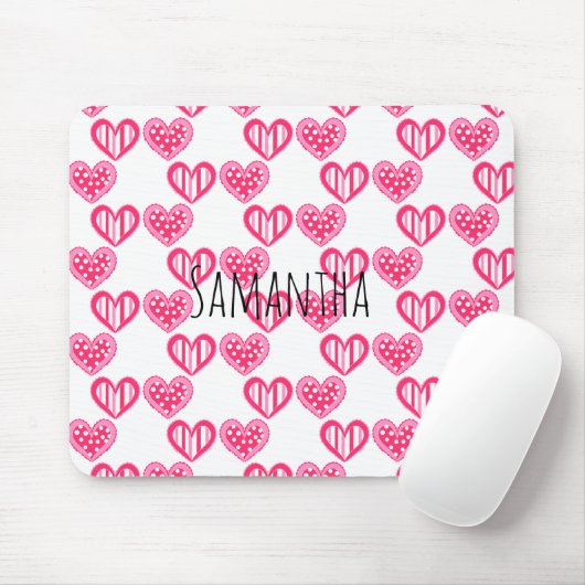 Polka Dot and Stripes Hearts Mousepad (Mit Mouse)