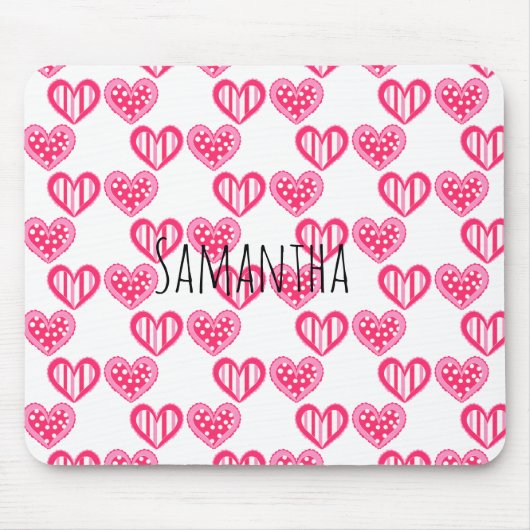Polka Dot and Stripes Hearts Mousepad (Vorne)