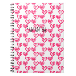 Polka Dot and Stripes Hearts Notizblock