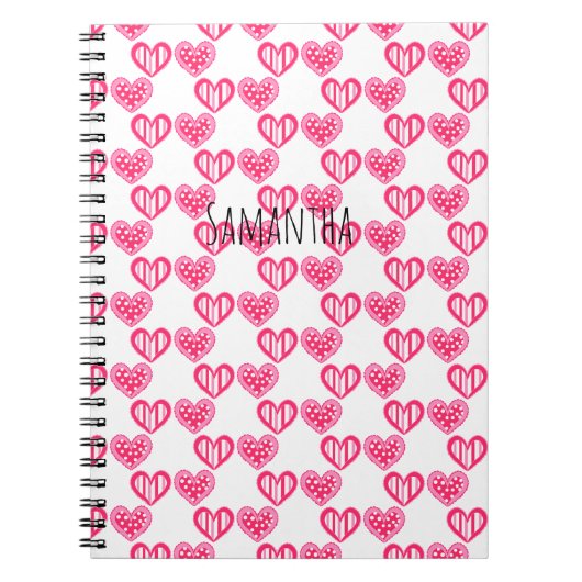 Polka Dot and Stripes Hearts Notizblock (Vorderseite)