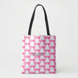 Polka Dot and Stripes Hearts Tasche