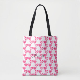 Polka Dot and Stripes Hearts Tasche