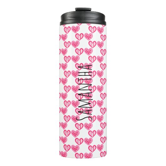 Polka Dot and Stripes Hearts Thermosbecher (Vorderseite)