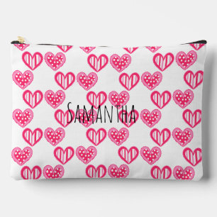 Polka Dot and Stripes Hearts Zubehörtasche