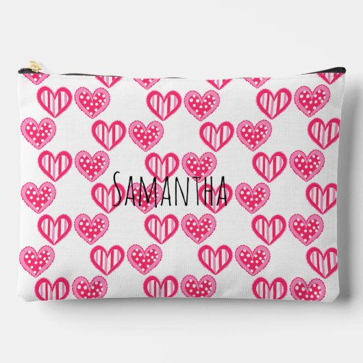 Polka Dot and Stripes Hearts Zubehörtasche (Vorderseite)