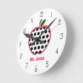 Polka Dot Apple Lehrer Clock Runde Wanduhr (Winkel)