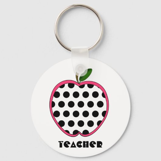 Polka Dot Apple Teacher Schlüsselanhänger (Vorderseite)