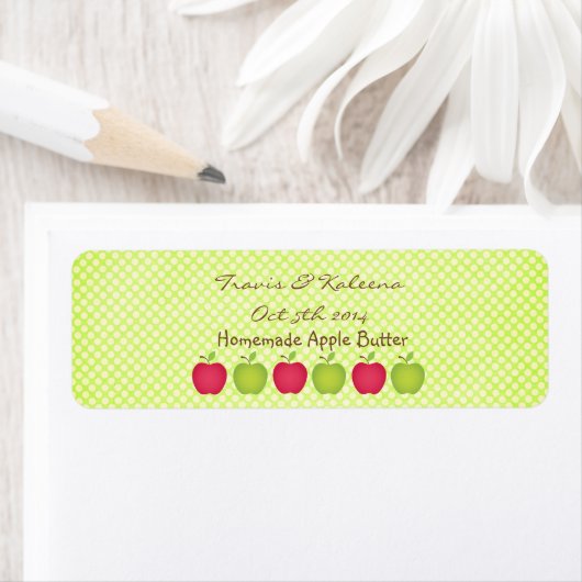 Polka Dot Apple Themed Gevor Label (Insitu)