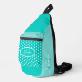 Polka dot aqua und weiß crossbody bag (Rechte Ecke)