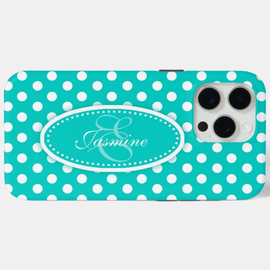 Polka dot aquamarin aqua Case-Mate iPhone hülle (Rückseite (Horizontal))