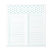 Polka Dot AquaTwo Column Checklist Notizblock (Vorderseite)