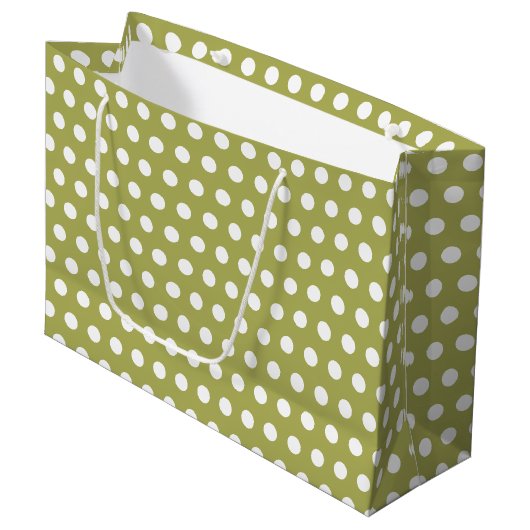 Polka Dot auf Green Große Geschenktüte (Vorderseite Schrägansicht)