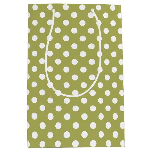 Polka Dot auf Green Mittlere Geschenktüte (Vorderseite)