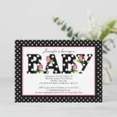 Polka Dot "baby" Babydusche Einladung (Stehend Vorderseite)