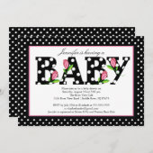 Polka Dot "baby" Babydusche Einladung (Vorne/Hinten)