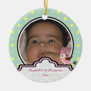 Polka dot baby girl erste Weihnachtsschmuck Foto