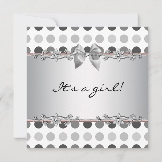 Polka Dot Baby Girl Shower Einladungen (Vorderseite)