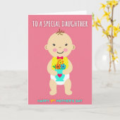 Polka Dot Baby Mädchen Karte (Gelbe Blume)