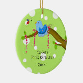 Polka Dot Baby's First Christmas Keramik Ornament (Rechts)