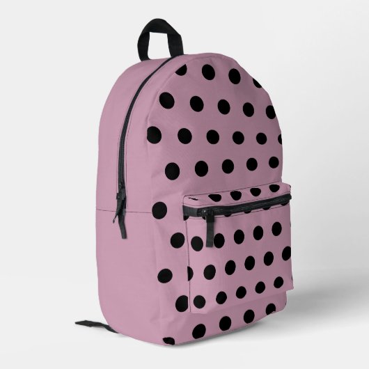 Polka Dot Backpack (rosa und schwarz) Bedruckter Rucksack (Rückseitige Ecke links)
