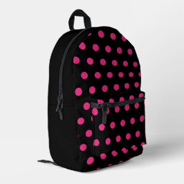 Polka Dot Backpack (Schwarz & Neon Pink) Bedruckter Rucksack