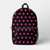 Polka Dot Backpack (Schwarz & Neon Pink) Bedruckter Rucksack (Vorderseite)