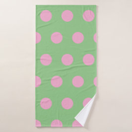 Polka Dot Badetuch (Grün und Pastellrosa) Badehandtuch
