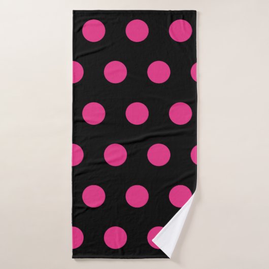 Polka Dot Badetuch (schwarz & neon pink) Badehandtuch (Badehandtuch)
