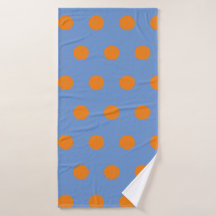 Polka Dot Badtuch (Denim Blue & Orange)