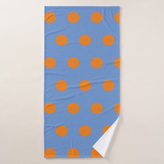 Polka Dot Badtuch (Denim Blue & Orange) Badehandtuch (Badehandtuch)