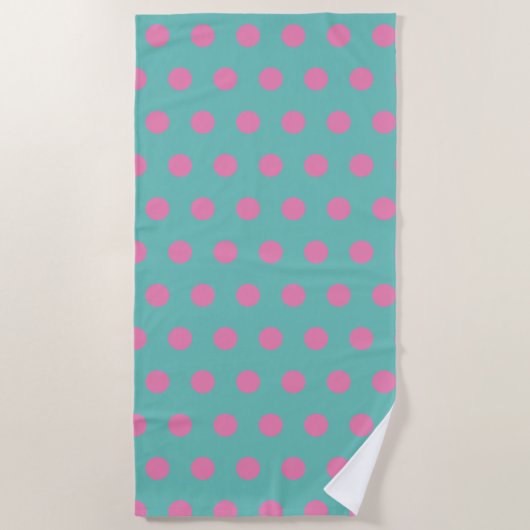 Polka Dot Beach Handtuch (Aqua & Pink) (Vorderseite)
