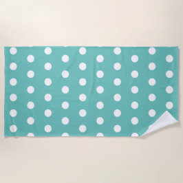 Polka Dot Beach Handtuch (Aqua & White)